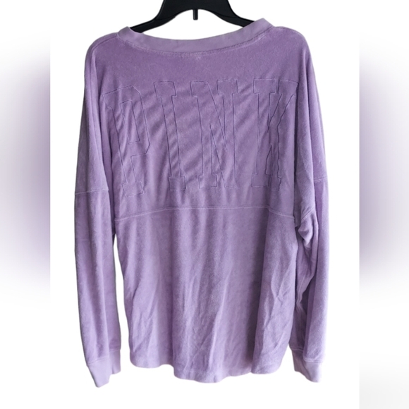 Pink Victorias Secret purple terry cloth sweater v neck - Picture 2 of 5